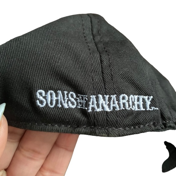 Sons of Anarchy Hat SAMCRO Fitted Black & White Bikercore Reaper TV Casual Y2K - Picture 2 of 8